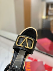 VLTN ESPADRILLE WEDGE SANDALS 25S 90 MM IN BLACK LAMBSKIN STYLE 2