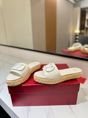 VLTN ESPADRILLE SLIDES 25S IN WHITE LAMBSKIN STYLE 8