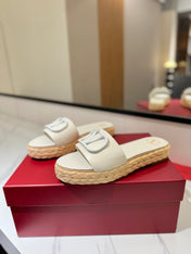 VLTN ESPADRILLE SLIDES 25S IN WHITE LAMBSKIN STYLE 8