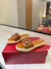 VLTN ESPADRILLE SLIDES 25S IN LIGHT BROWN LAMBSKIN STYLE 7