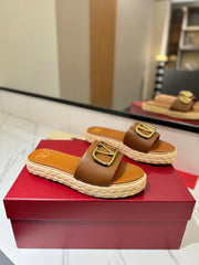 VLTN ESPADRILLE SLIDES 25S IN BROWN LAMBSKIN STYLE 2