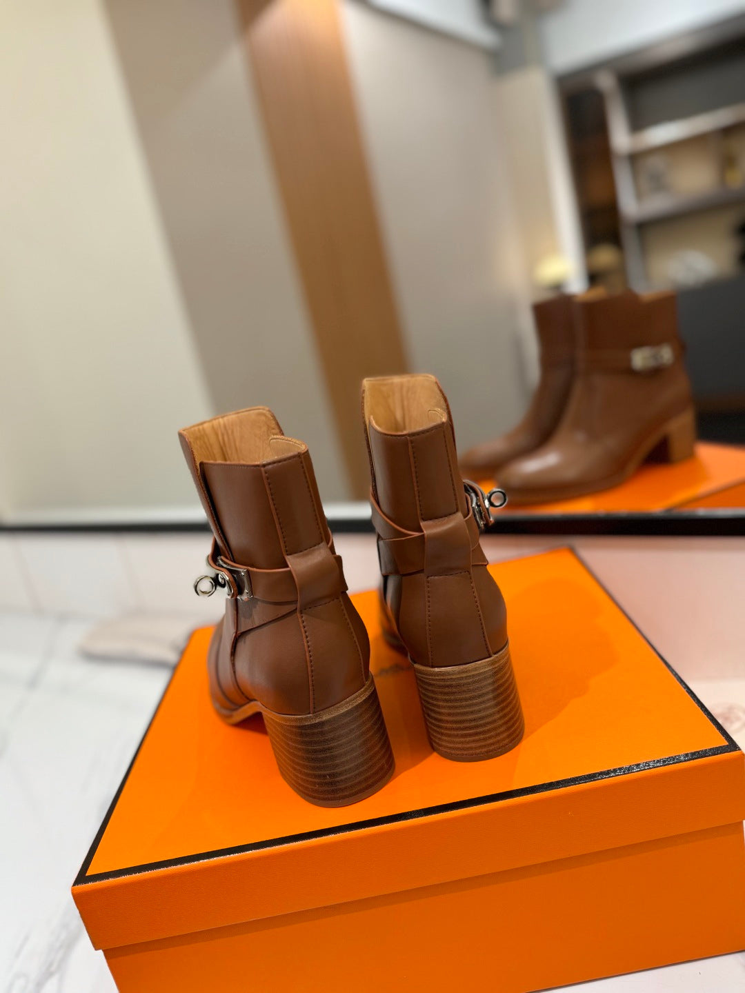 HM 26S ANKLE BOOTS 55 MM IN BROWN CALFSKIN