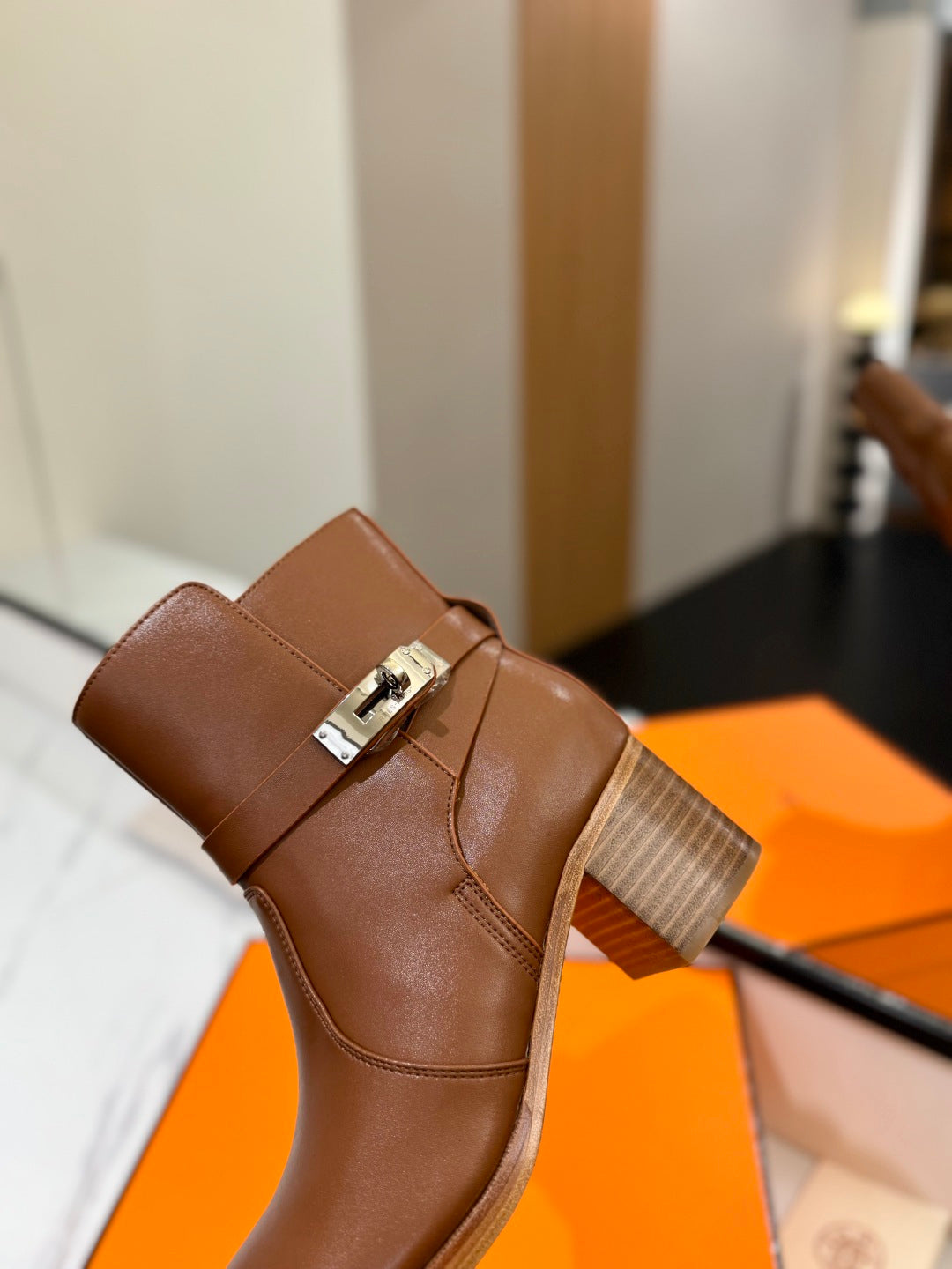HM 26S ANKLE BOOTS 55 MM IN BROWN CALFSKIN
