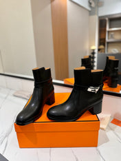 HM 26S ANKLE BOOTS 55 MM IN BLACK CALFSKIN