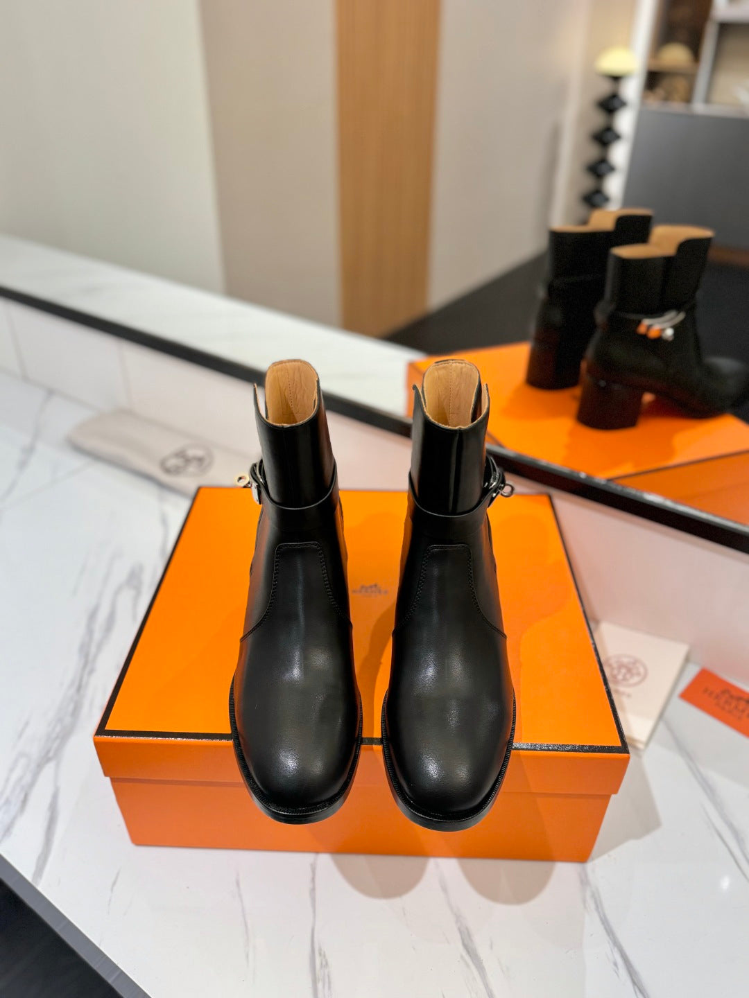 HM 26S ANKLE BOOTS 55 MM IN BLACK CALFSKIN