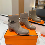HM 26S ANKLE BOOTS 55 MM IN GREYISH BEIGE CALFSKIN