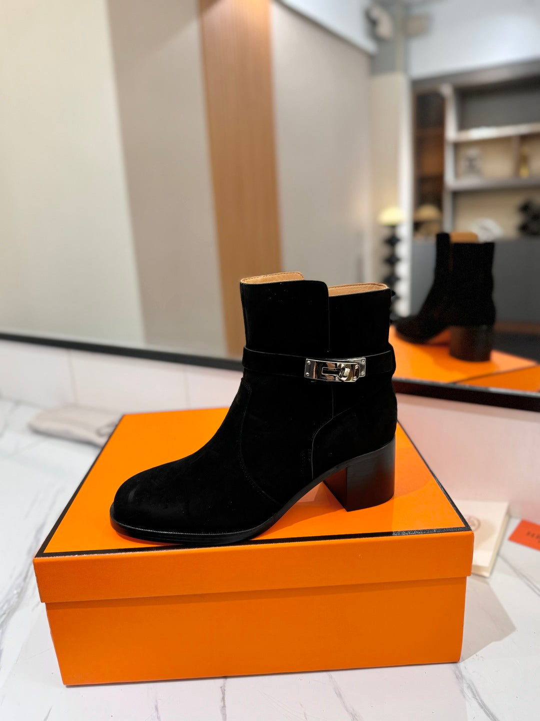 HM 26S ANKLE BOOTS 55 MM IN BLACK SUEDE