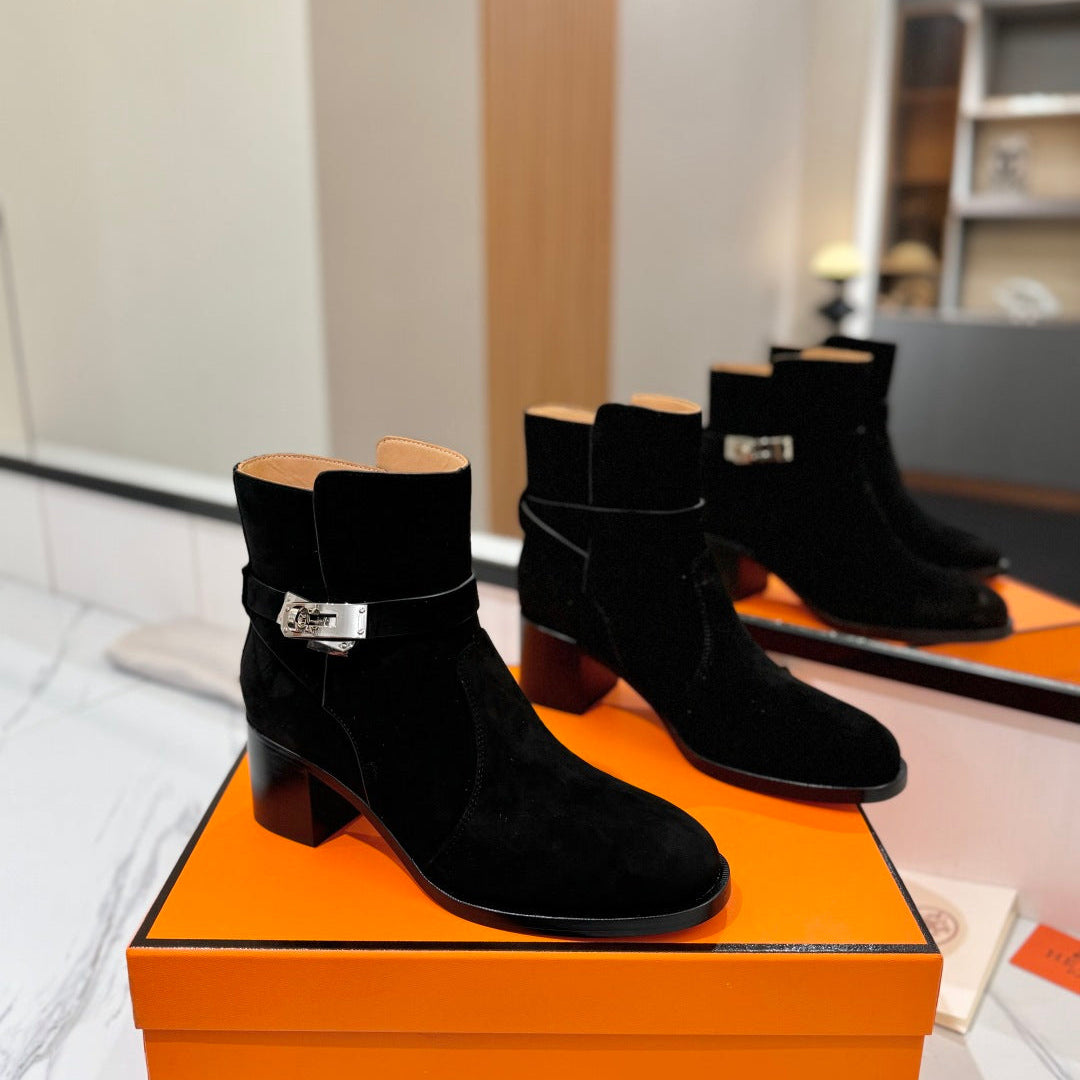 HM 26S ANKLE BOOTS 55 MM IN BLACK SUEDE