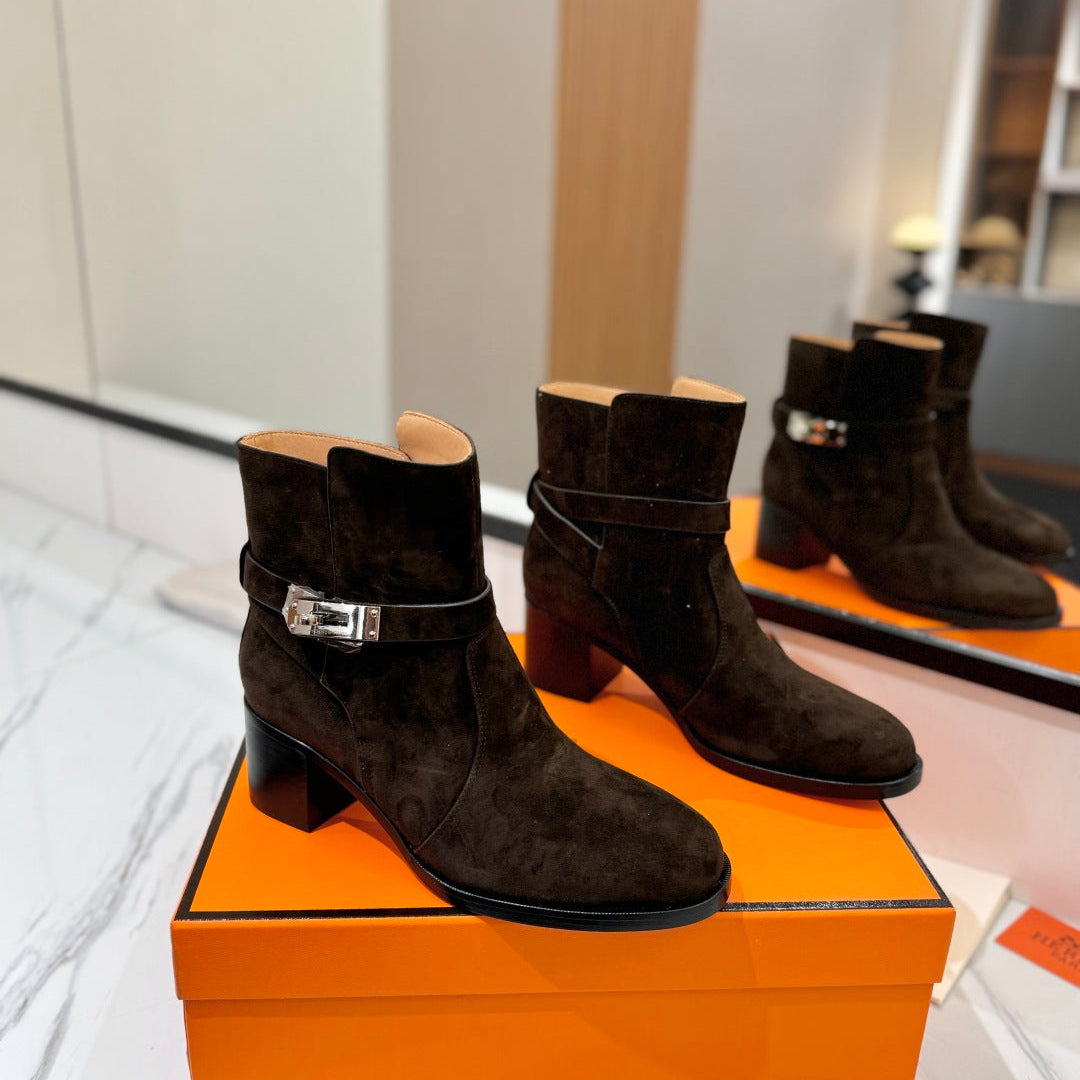 HM 26S ANKLE BOOTS 55 MM IN DARK BROWN SUEDE