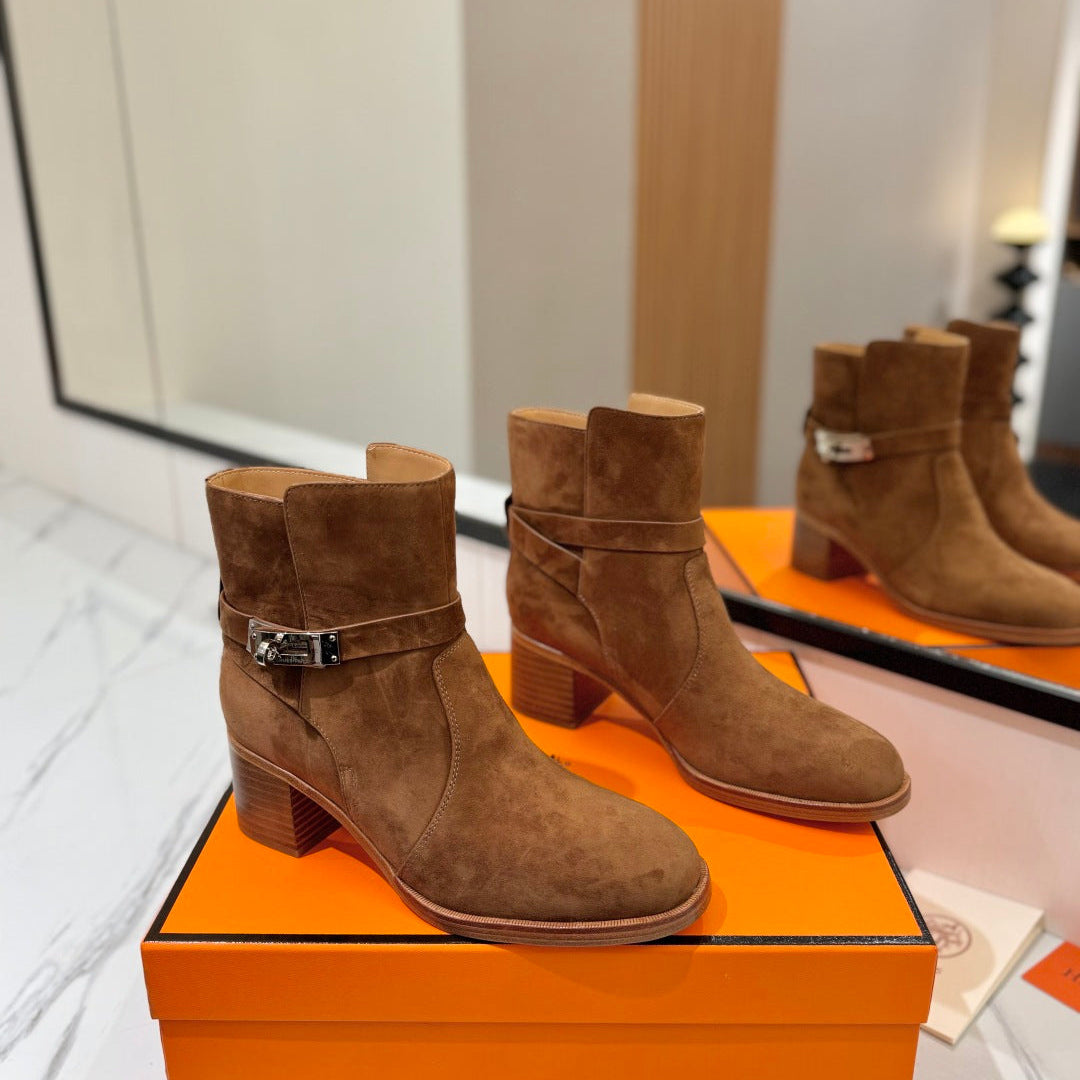 HM 26S ANKLE BOOTS 55 MM IN BROWN SUEDE