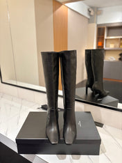 YSL 26S KNEE-HIGH BOOTS 90 MM IN BLACK CALFSKIN