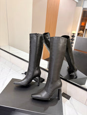 YSL 26S KNEE-HIGH BOOTS 90 MM IN BLACK CALFSKIN