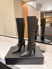 YSL 26S KNEE-HIGH BOOTS 90 MM IN BLACK CALFSKIN