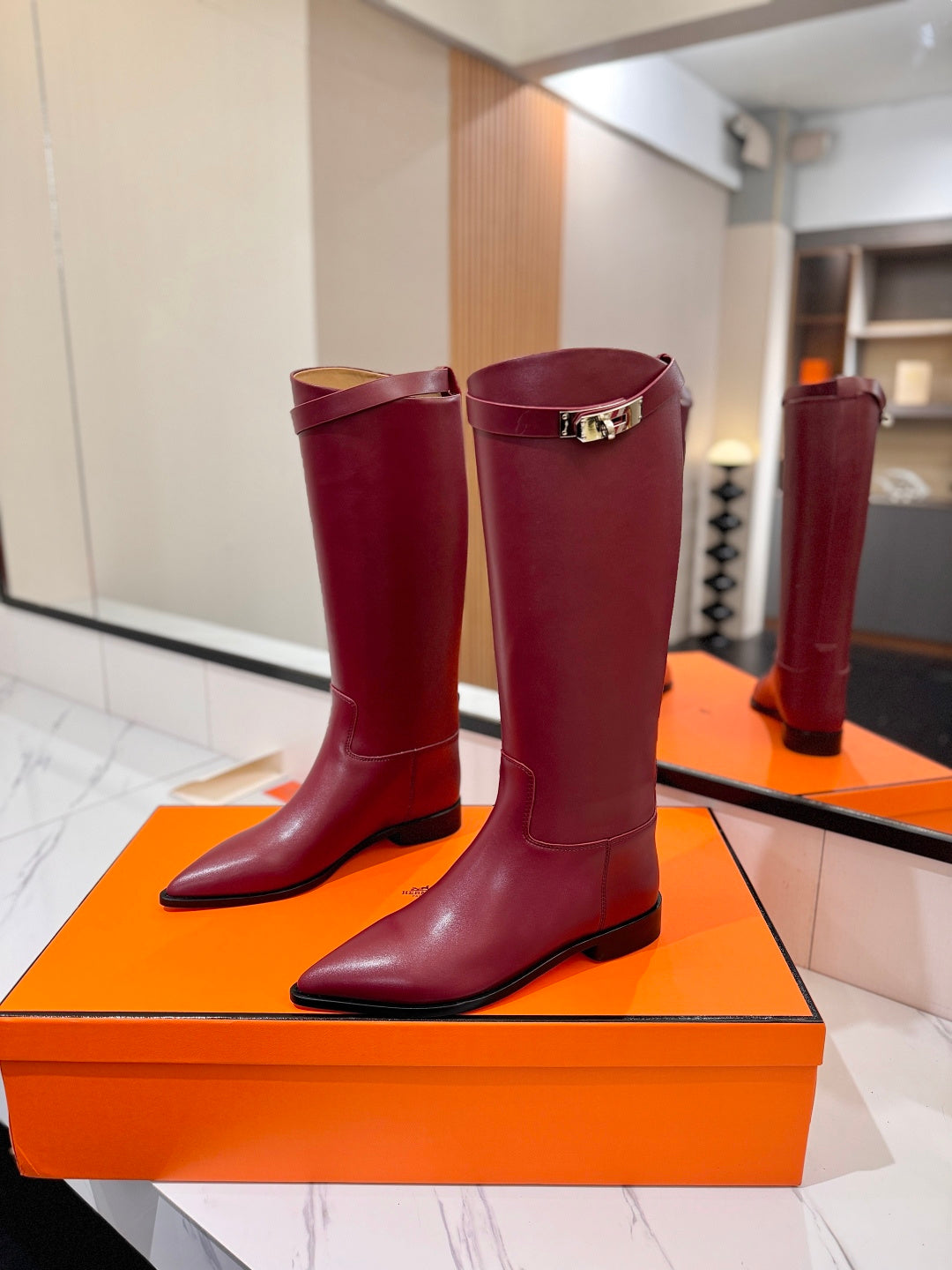 HM 26S JUMPING BOOTS IN DARK RED CALFSKIN