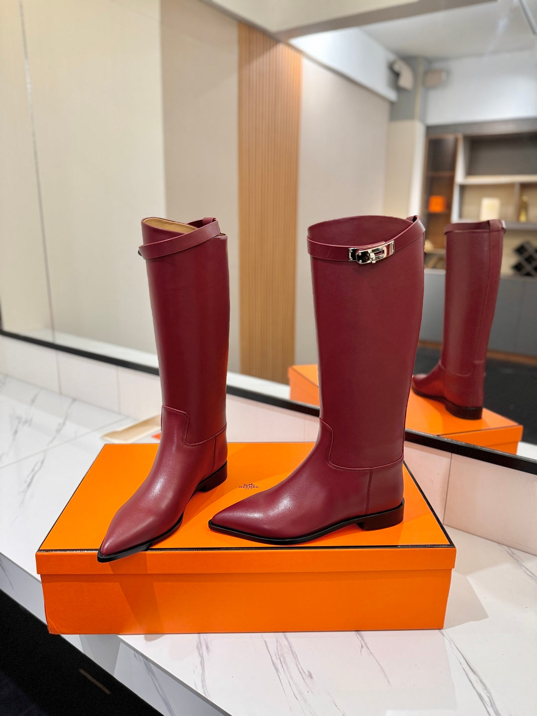 HM 26S JUMPING BOOTS IN DARK RED CALFSKIN