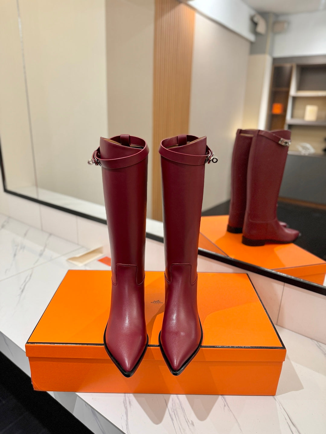HM 26S JUMPING BOOTS IN DARK RED CALFSKIN