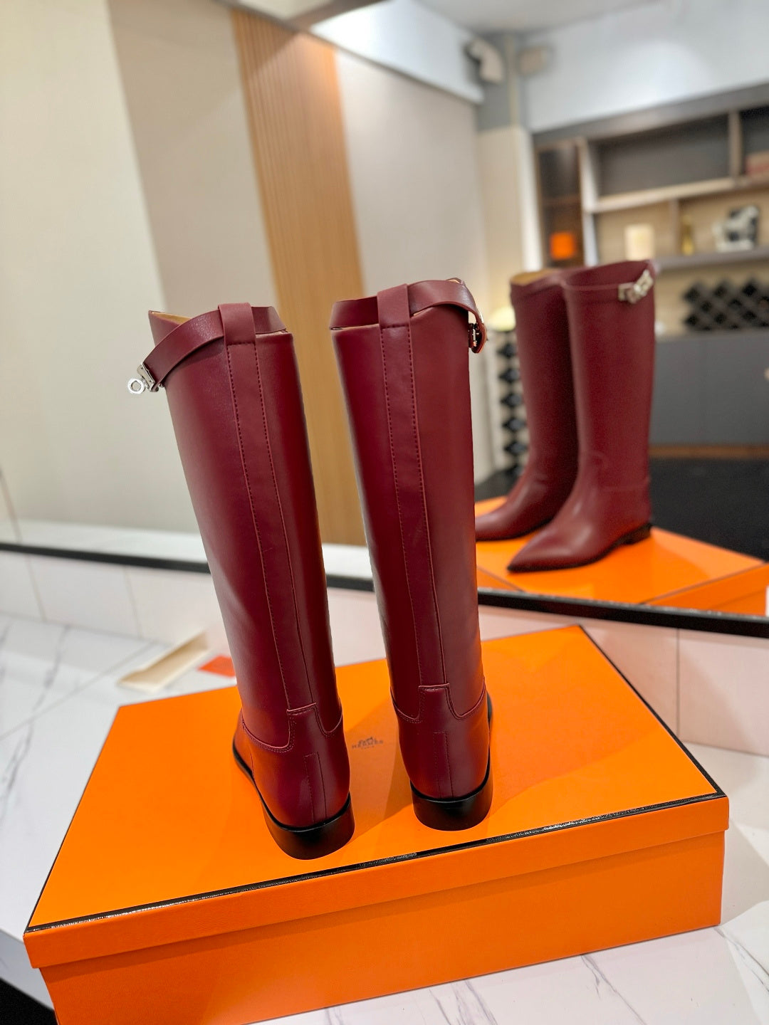 HM 26S JUMPING BOOTS IN DARK RED CALFSKIN