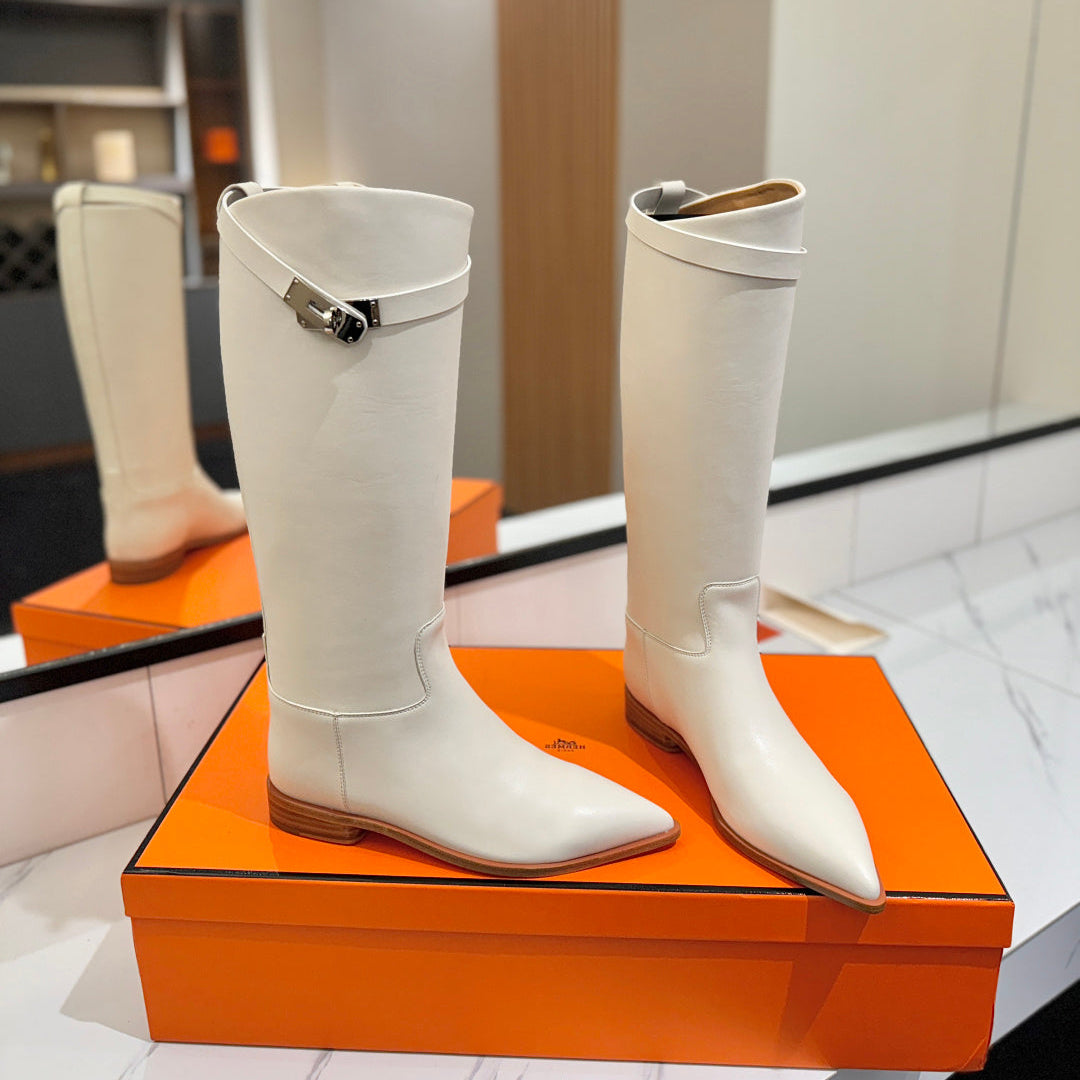 HM 26S JUMPING BOOTS IN CREAM WHITE CALFSKIN