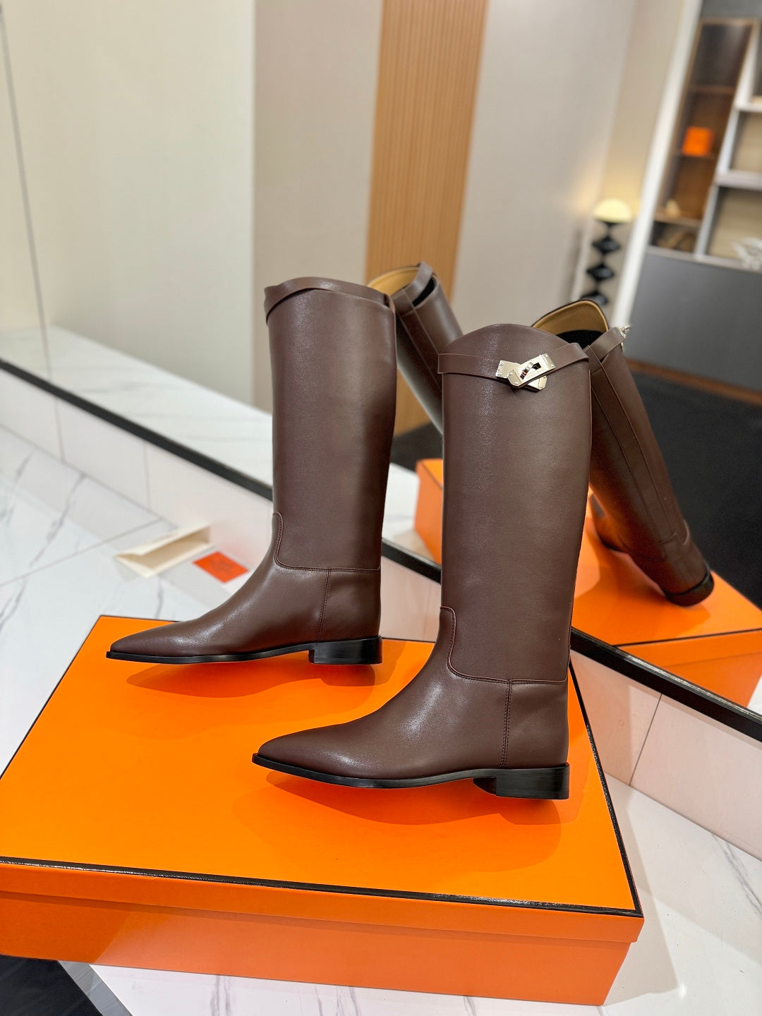 HM 26S JUMPING BOOTS IN DARK BROWN CALFSKIN