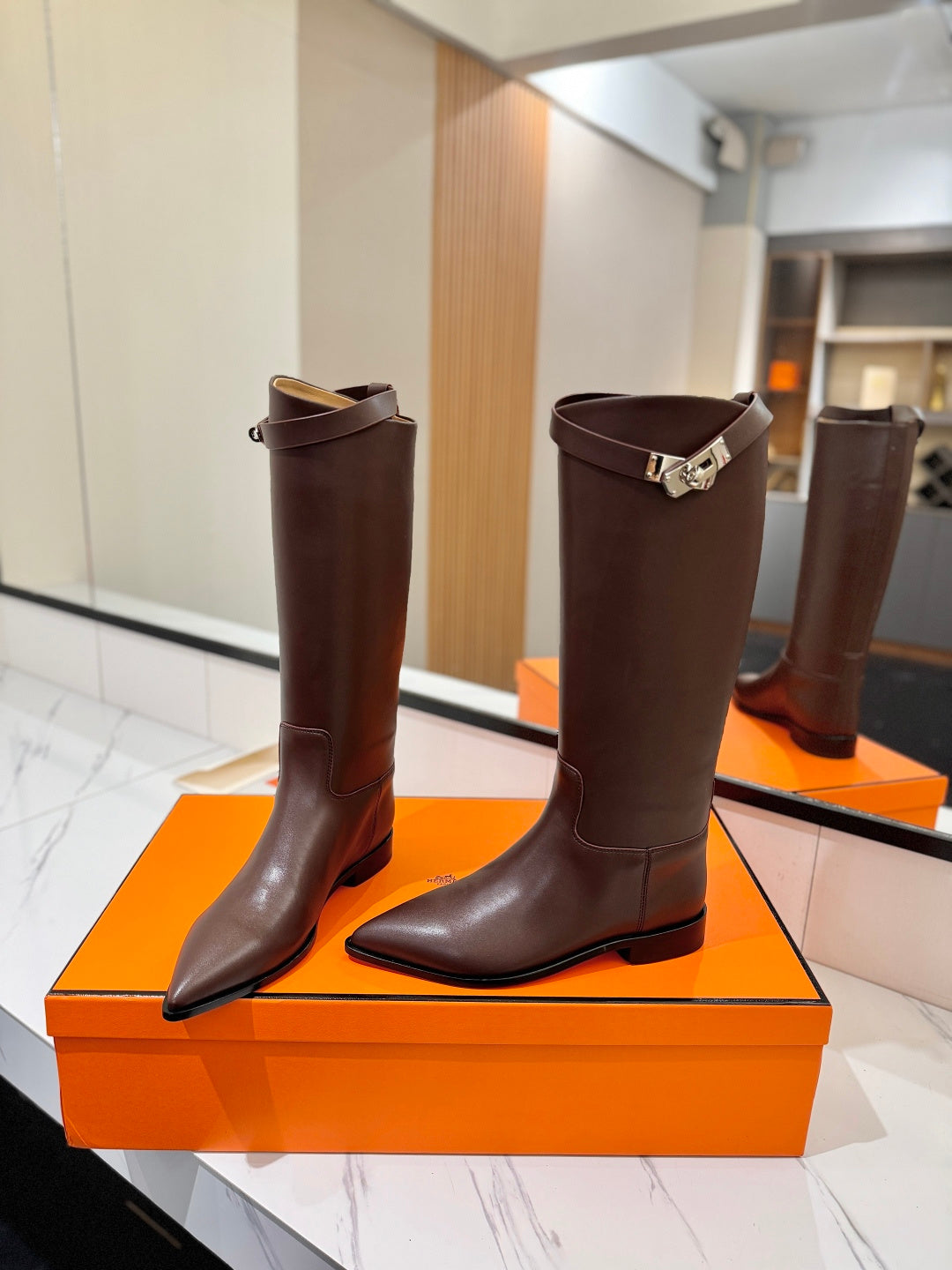 HM 26S JUMPING BOOTS IN DARK BROWN CALFSKIN