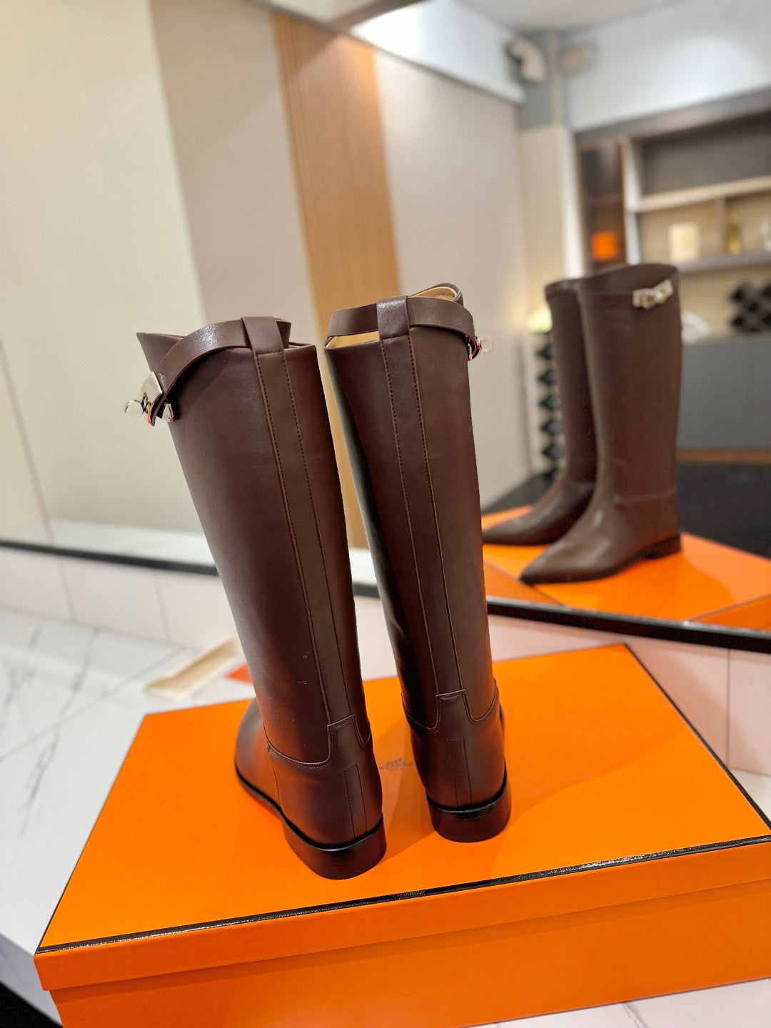 HM 26S JUMPING BOOTS IN DARK BROWN CALFSKIN