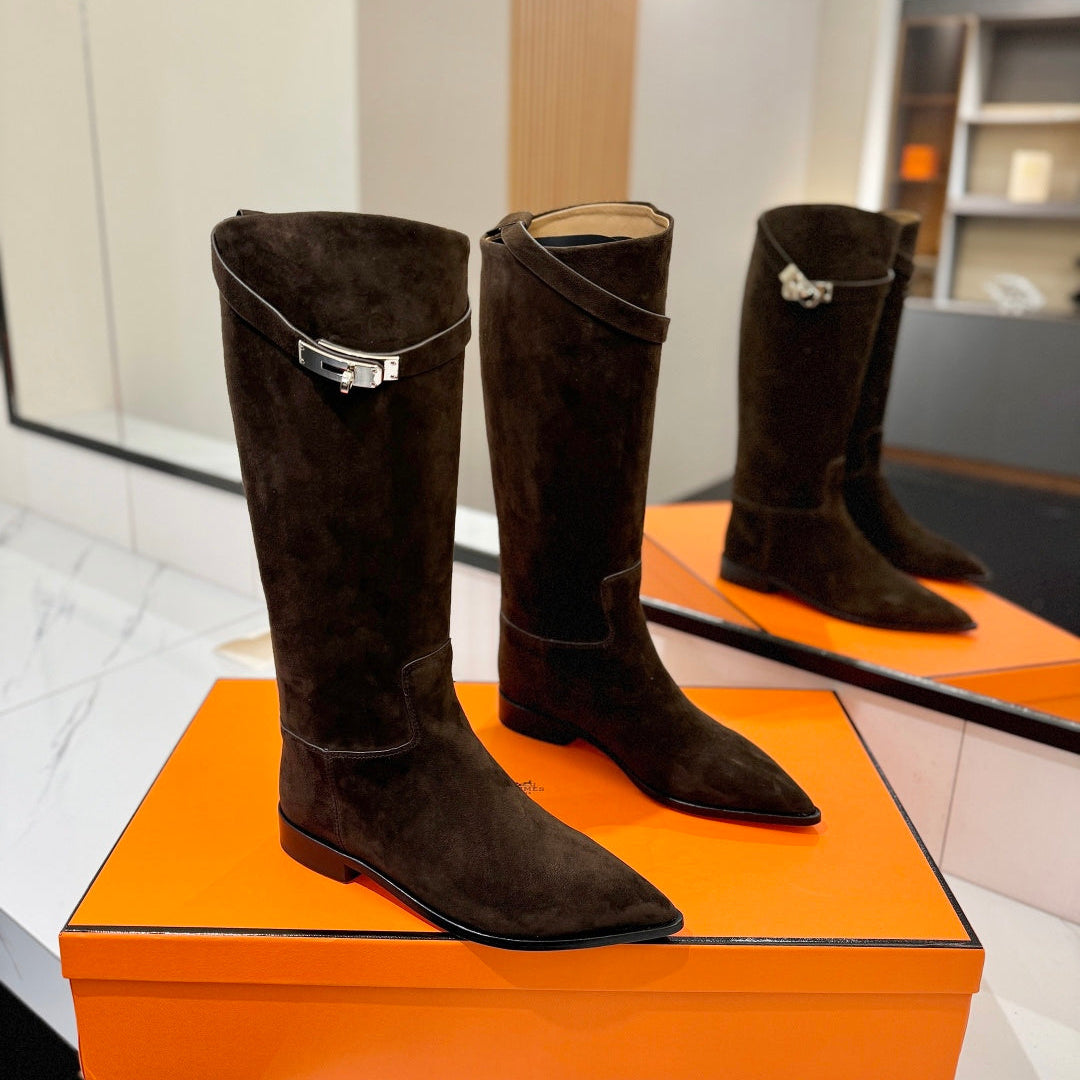 HM 26S JUMPING BOOTS IN DARK BROWN SUEDE