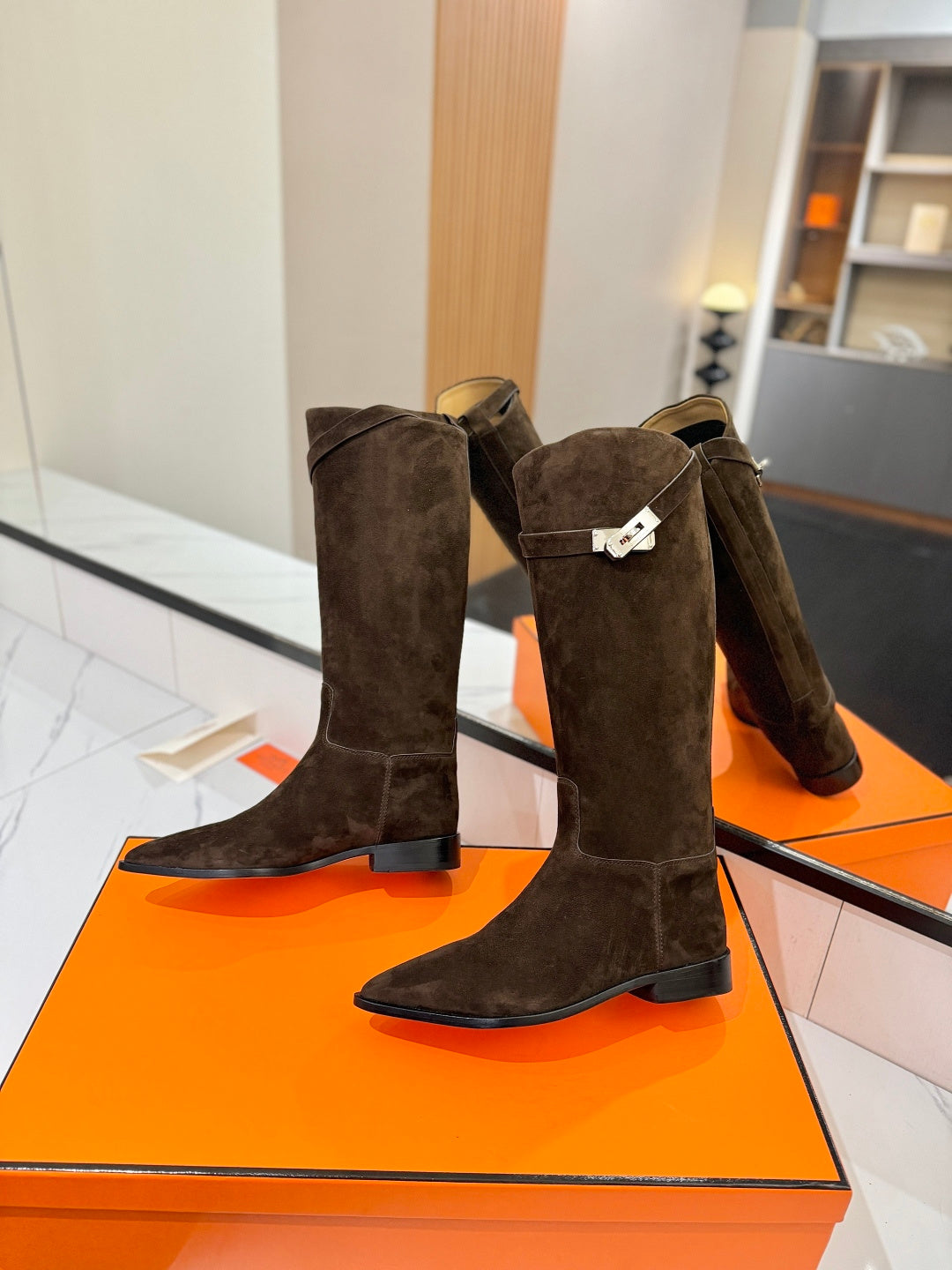 HM 26S JUMPING BOOTS IN DARK BROWN SUEDE