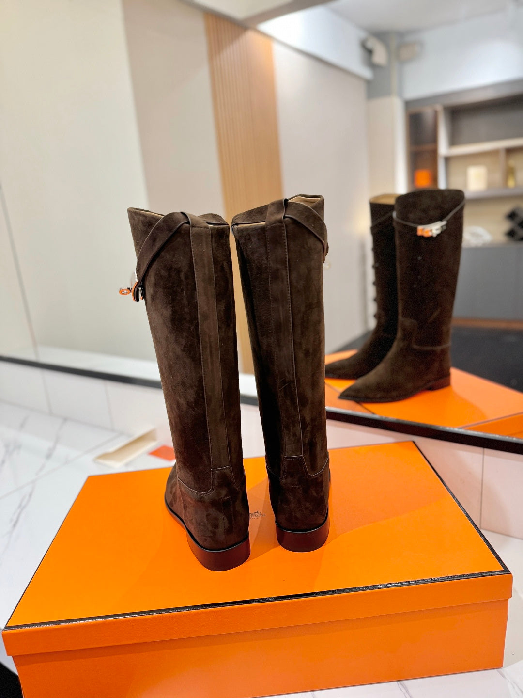 HM 26S JUMPING BOOTS IN DARK BROWN SUEDE