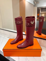 HM 26S PERFORATED HIGH-TOP BOOTS IN DARK RED CALFSKIN