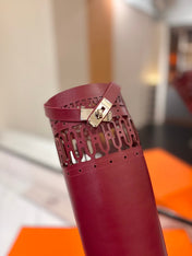 HM 26S PERFORATED HIGH-TOP BOOTS IN DARK RED CALFSKIN