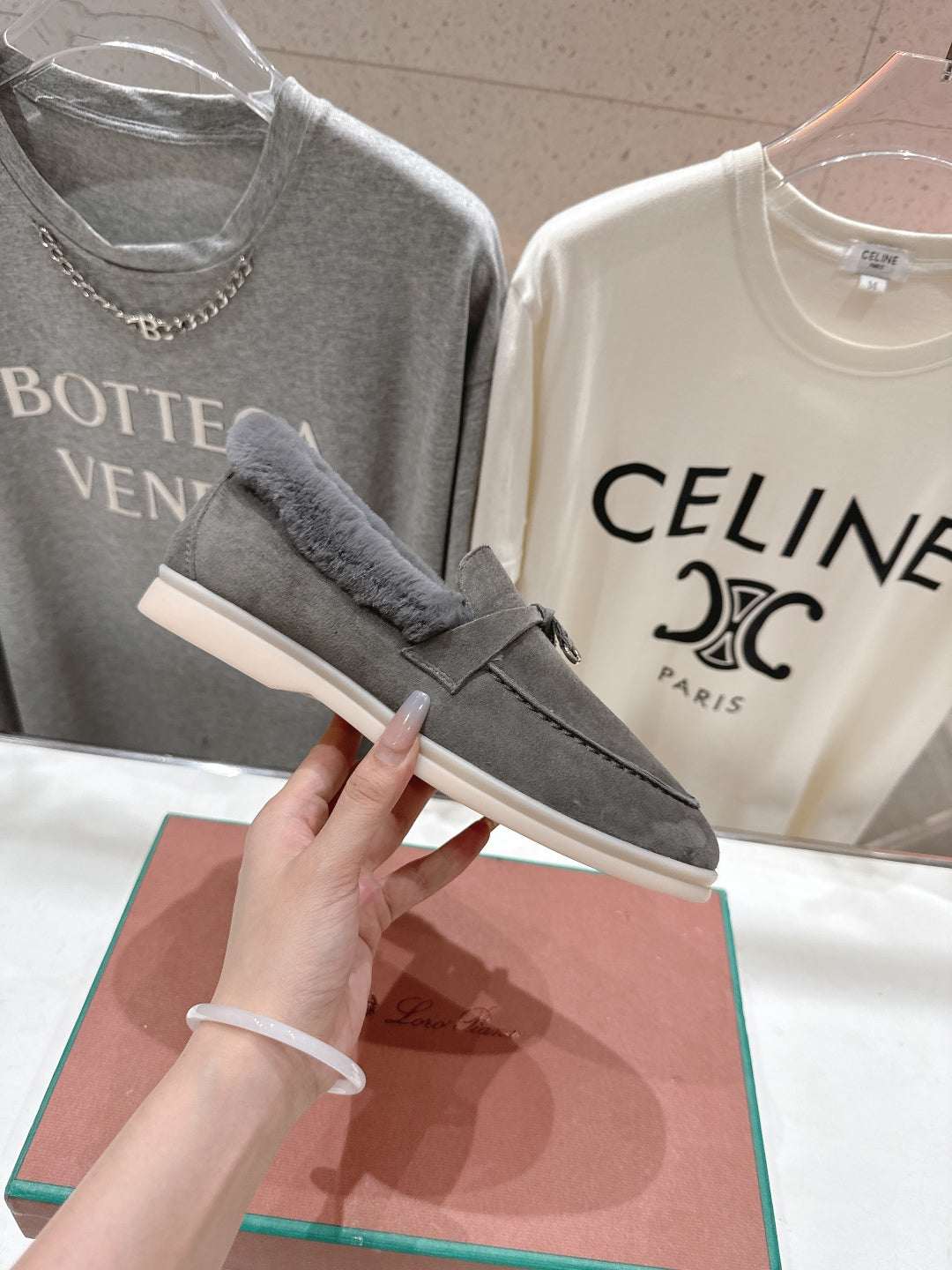 LP 25S SUMMER CHARMS WALK LOAFERS IN LIGHT CHARCOAL SUEDE AND FLEECE