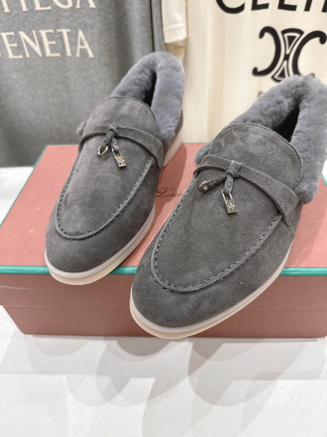 LP 25S SUMMER CHARMS WALK LOAFERS IN LIGHT CHARCOAL SUEDE AND FLEECE
