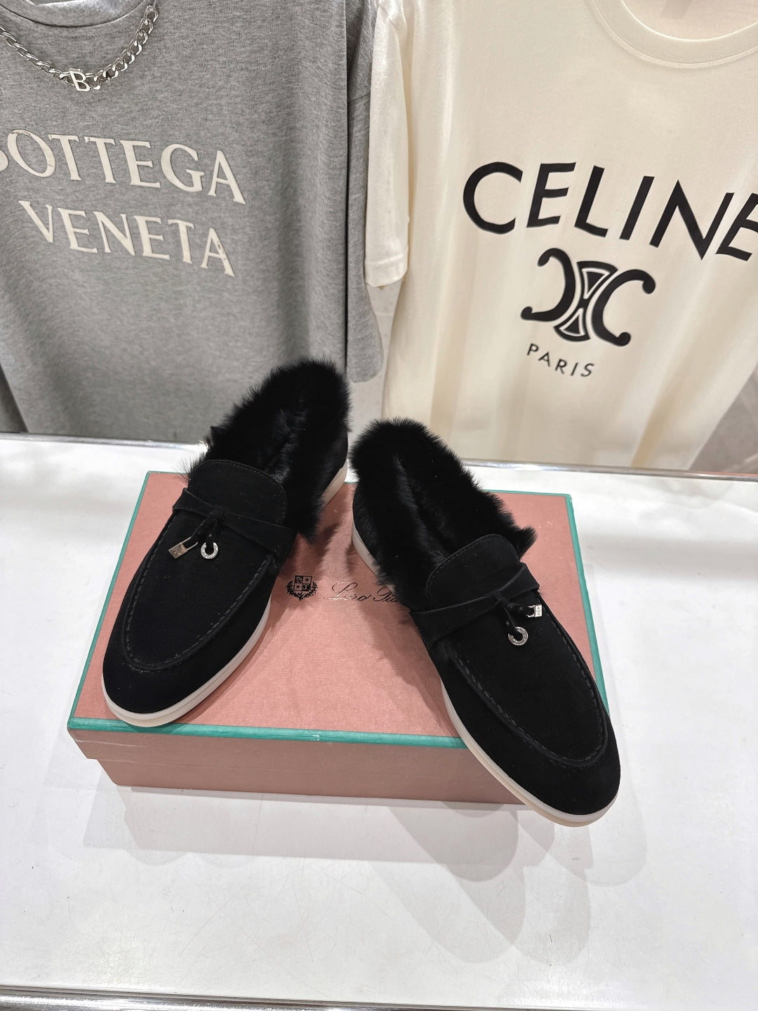 LP 25S SUMMER CHARMS WALK LOAFERS IN BLACK SUEDE AND FLEECE