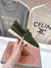 LP 25S SUMMER CHARMS WALK LOAFERS IN DARK OLIVE SUEDE AND FLEECE
