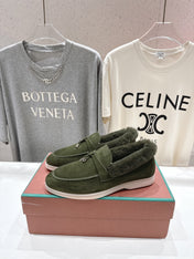 LP 25S SUMMER CHARMS WALK LOAFERS IN DARK OLIVE SUEDE AND FLEECE