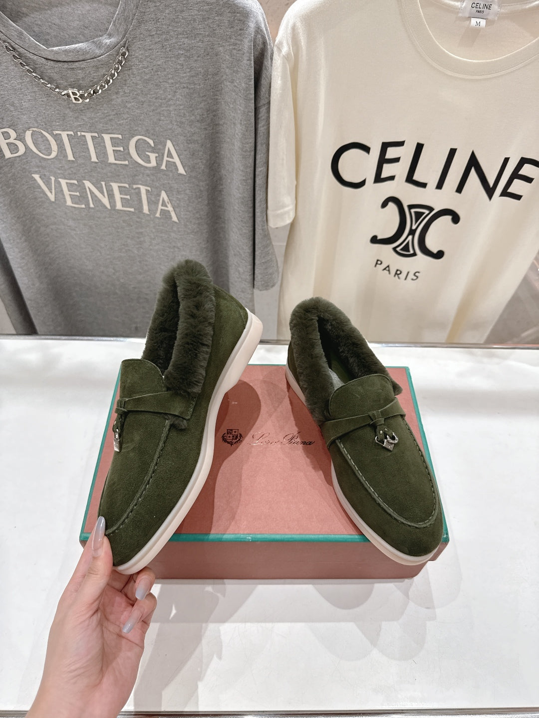 LP 25S SUMMER CHARMS WALK LOAFERS IN DARK OLIVE SUEDE AND FLEECE