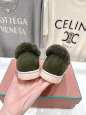 LP 25S SUMMER CHARMS WALK LOAFERS IN DARK OLIVE SUEDE AND FLEECE