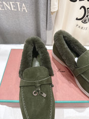 LP 25S SUMMER CHARMS WALK LOAFERS IN DARK OLIVE SUEDE AND FLEECE