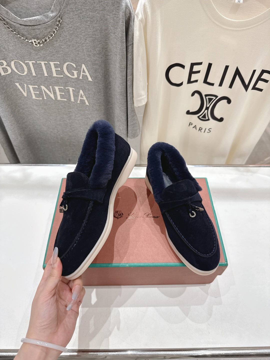 LP 25S SUMMER CHARMS WALK LOAFERS IN DARK NAVY SUEDE AND FLEECE