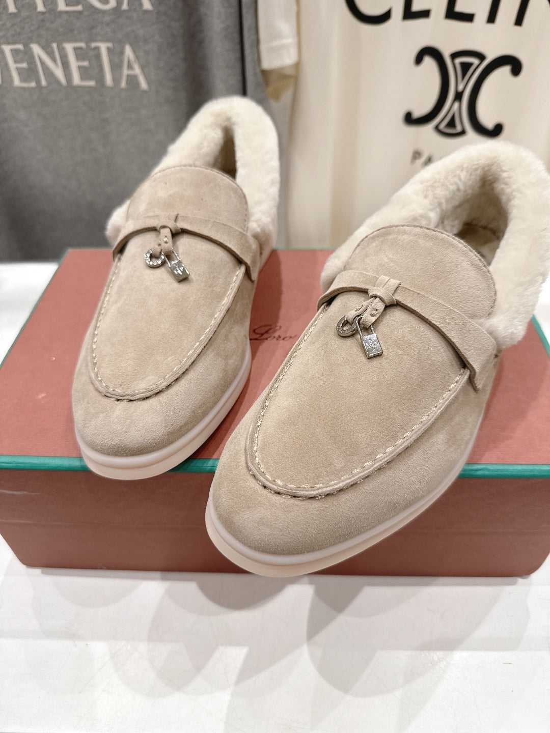 LP 25S SUMMER CHARMS WALK LOAFERS IN LIGHT TAUPE SUEDE AND FLEECE