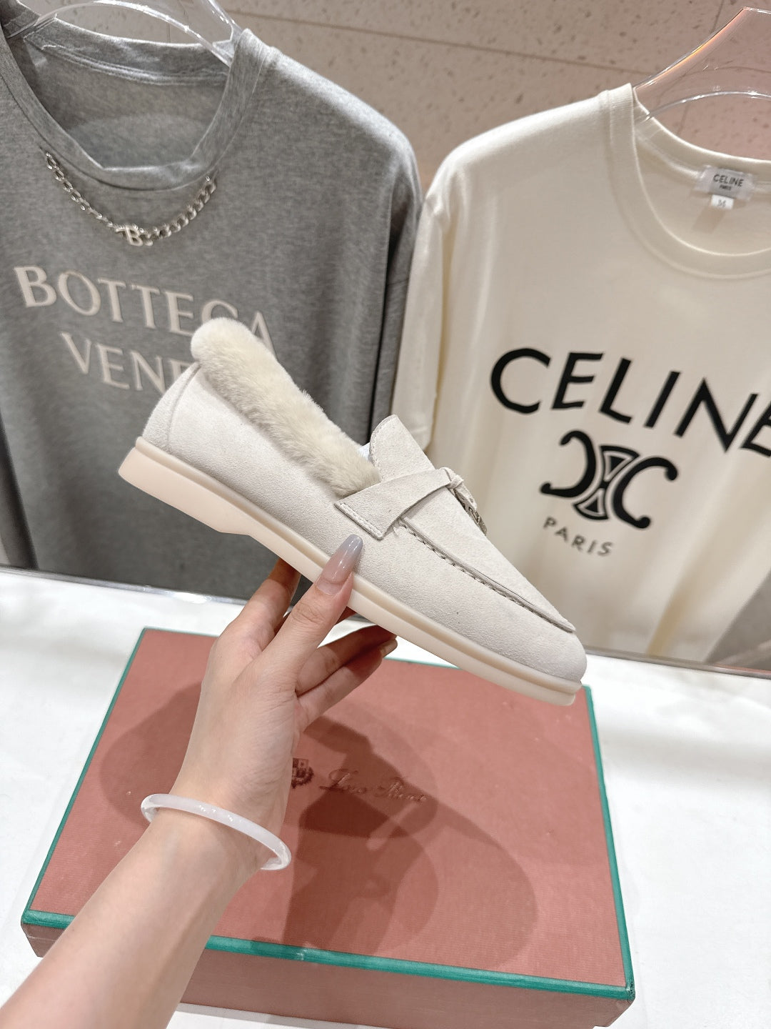 LP 25S SUMMER CHARMS WALK LOAFERS IN LIGHT GRAY SUEDE AND FLEECE