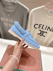 LP 25S SUMMER CHARMS WALK LOAFERS IN DARK PASTEL BLUE SUEDE AND FLEECE