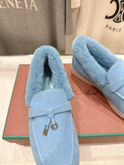 LP 25S SUMMER CHARMS WALK LOAFERS IN DARK PASTEL BLUE SUEDE AND FLEECE