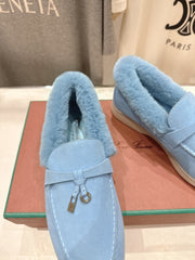 LP 25S SUMMER CHARMS WALK LOAFERS IN DARK PASTEL BLUE SUEDE AND FLEECE