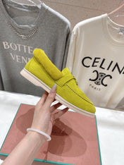 LP 25S SUMMER CHARMS WALK LOAFERS IN OLIVE YELLOW SUEDE AND FLEECE