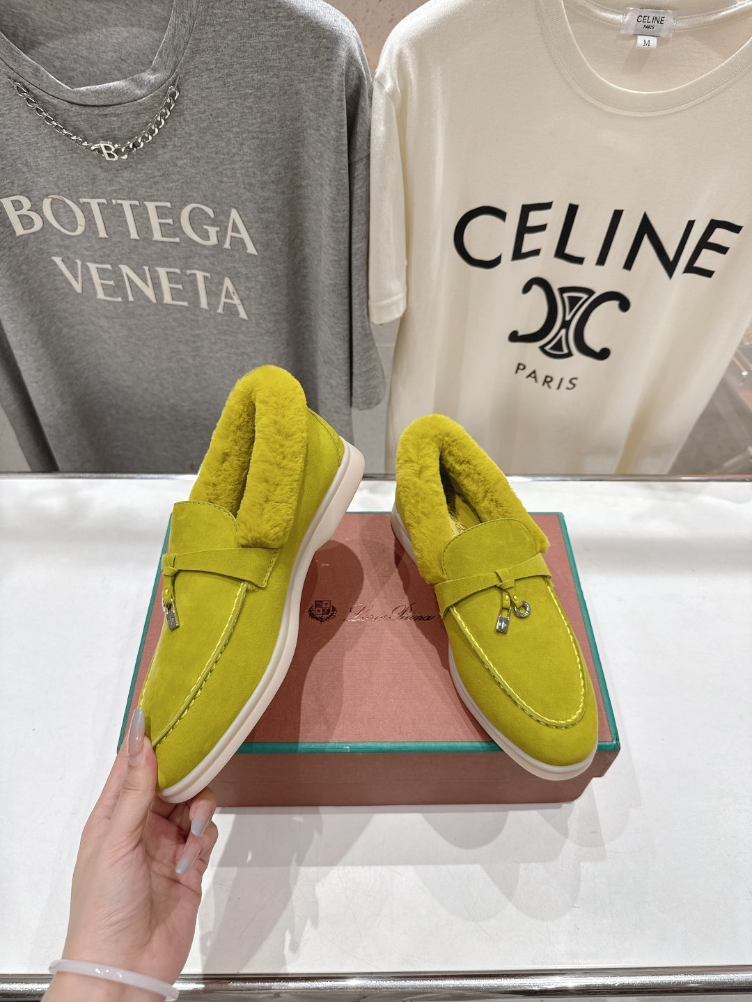 LP 25S SUMMER CHARMS WALK LOAFERS IN OLIVE YELLOW SUEDE AND FLEECE