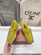LP 25S SUMMER CHARMS WALK LOAFERS IN OLIVE YELLOW SUEDE AND FLEECE
