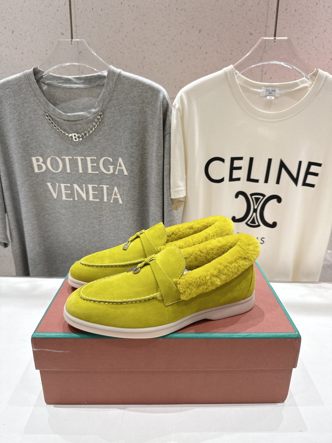 LP 25S SUMMER CHARMS WALK LOAFERS IN OLIVE YELLOW SUEDE AND FLEECE