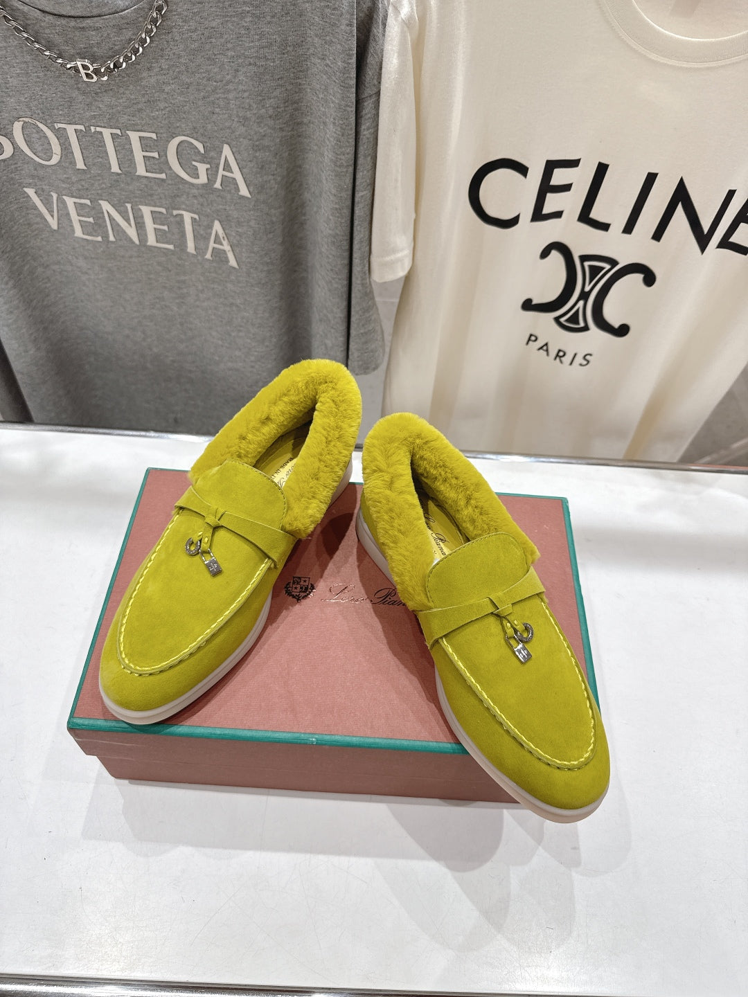 LP 25S SUMMER CHARMS WALK LOAFERS IN OLIVE YELLOW SUEDE AND FLEECE