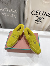 LP 25S SUMMER CHARMS WALK LOAFERS IN OLIVE YELLOW SUEDE AND FLEECE